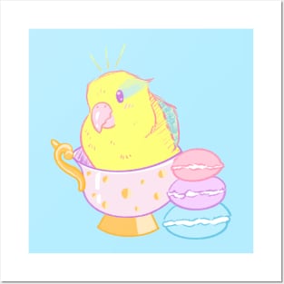 Yellow Parrotlet Tea Party Posters and Art